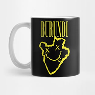 Vibrant Burundi Africa x Eyes Happy Face: Unleash Your 90s Grunge Spirit! Smiling Squiggly Mouth Dazed Smiley Face Mug